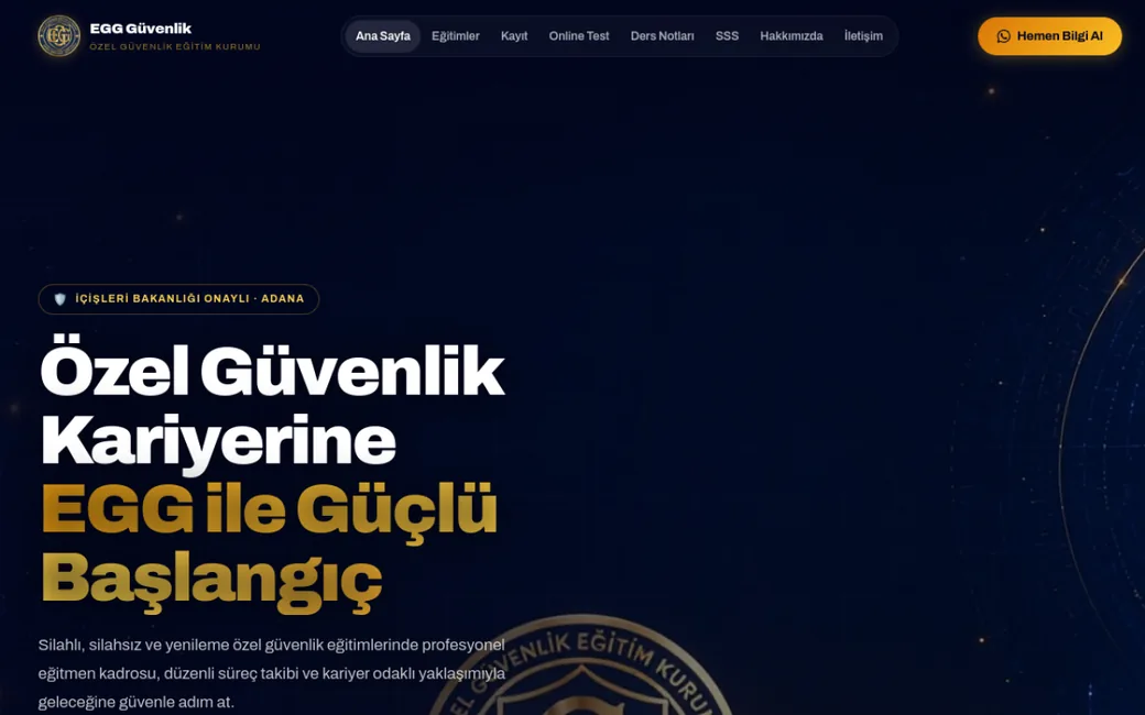 EGG Özel Güvenlik web sitesi - Sava Digital Medya