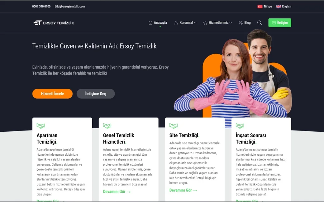 Ersoy Temizlik web sitesi - Sava Digital Medya